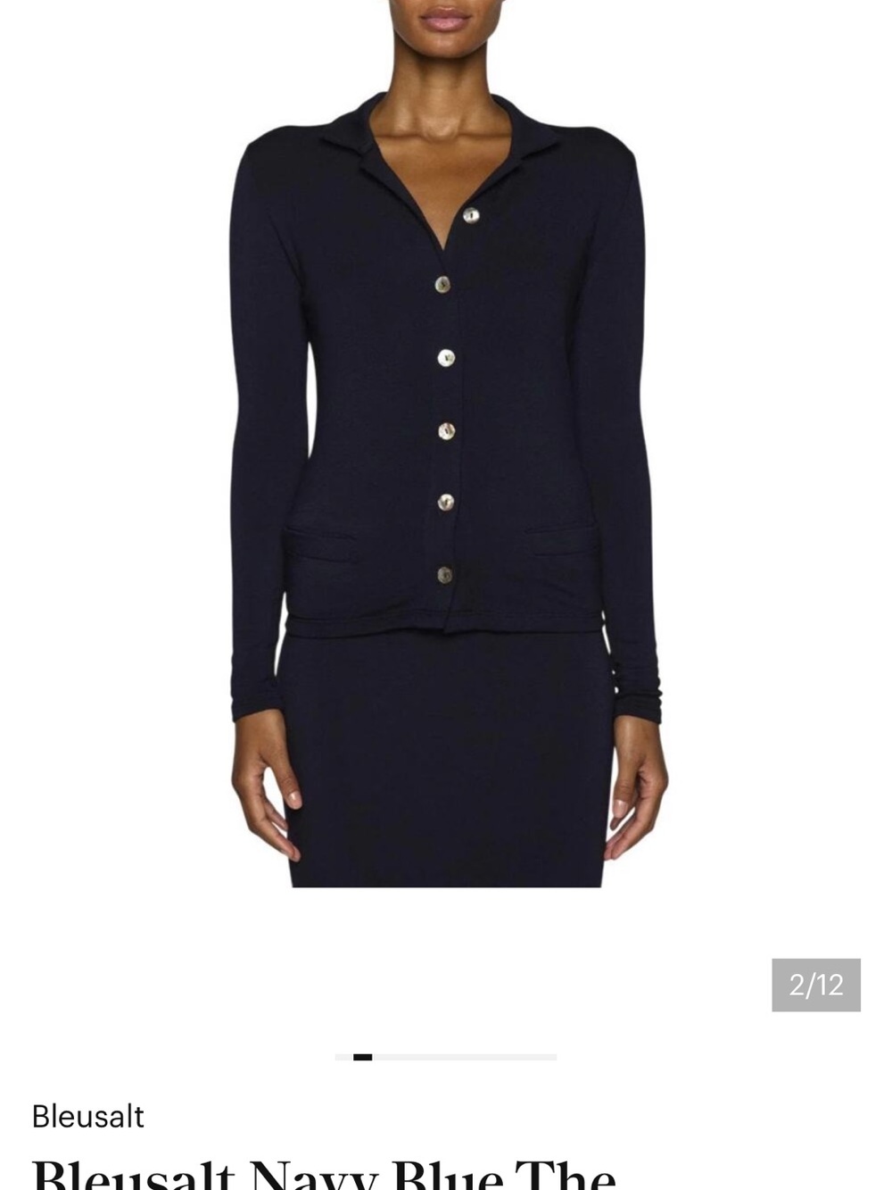 Navy Blue Long-Sleeve Button Cardigan